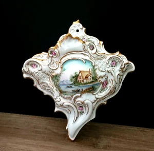 Porzellan Gerold Porzellan Bavaria W Germany Wand Taschenvase Gold handbemalt - Bild 1 von 15