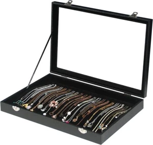 Dos 20 Ganchos Terciopelo Collar Organizador Caja Collar Soporte Bandeja con Tapa Transparente - Imagen 1 de 7