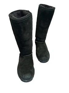 Bearpaw Women's Elle Tall Winter Boots Size 7 Medium Black Suede - Picture 1 of 8