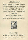 1926 Chaucer Head New York Catalogue-Nonesuch Press XVIII Century Drama/Lit-Nott