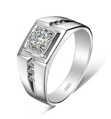 Anello da uomo, per anulare, dimensioni normali, con pietra zircone - Immagine 1 di 4