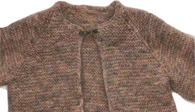 Handmade Knitted Mohair Rose Melange Crop Cardigan Sweater 3/4 Sleeve Size M - Image 1 of 4