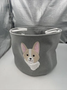 Your Zone Round Corgi Dog Canvas Toy Bin For pets - Picture 1 of 2