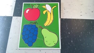 Playskool Vintage Wood Puzzle Favorite Fruits - Picture 1 of 5