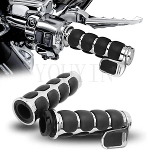 1" 25mm Chrome Hand Grips For Harley For Honda For Kawasaki For Yamaha Cruisers - Picture 1 of 8