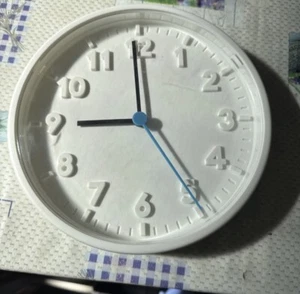 Vintage Ikea Stomma wall Clock Gustav Carlberg White blue Plastic Space Age Rare - Picture 1 of 3