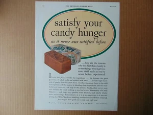 1931 MILKY WAY CANDY BAR Befriedigen Sie Ihren Süßigkeitenhunger Vintage Kunstdruck Anzeige - Bild 1 von 1