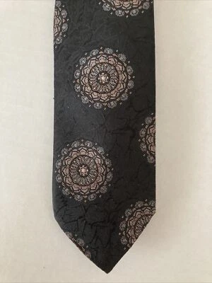 Hanover St. Men's Necktie Tie Black Geometric Circles Blended Silk Made in USA - Image 1 of 4