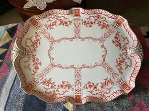 Antique Royal Crown Derby 18" X 13.75" Platter Osborne Red English Platter - Picture 1 of 14