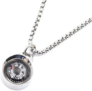 Silver Compass Necklace, Navigation Compass Necklace for Women Men Best Friends, - Picture 1 of 2