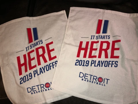 2 NBA Detroit Pistons 2019 Playoffs White Sports Fan Rally Towel-It Starts HERE Cover