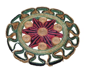 Straw Raffia Multicolor  Boho Trivet 9 inches - Picture 1 of 2