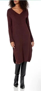 NWT Women's Drop Shoulder Sweater long sleeve Midi Dress port Red Large - Picture 1 of 2