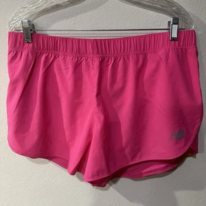 New Balance Womens Running Shorts Large Pink Lined Pull On Athleisure Logo New - Picture 1 of 6