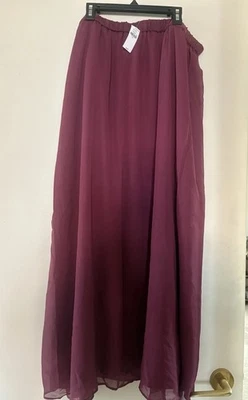 Maxi falda forrada de gasa azul marino antigua para mujer talla XL. Malva oscura Foto 1 de 4