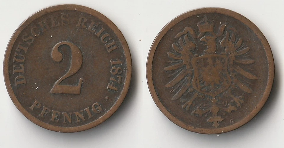 Moneda de 2 peniques Alemania 1874 G Foto 1 de 1