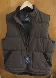 Brown Puffer Vest Mens Large Tall LT Snap Pockets - Picture 1 of 3
