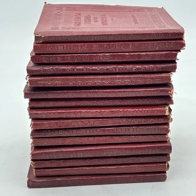 Antique 1920s Red Little Luxart Library Set of 15 Published by Robert K. Hass NY - Image 1 of 4