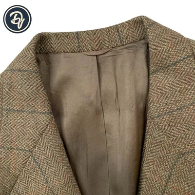 De Colección 46 R Giovanni de Italia Marrón Claro Grueso Espiga Tweed Parche Bolsillo Foto 1 de 4