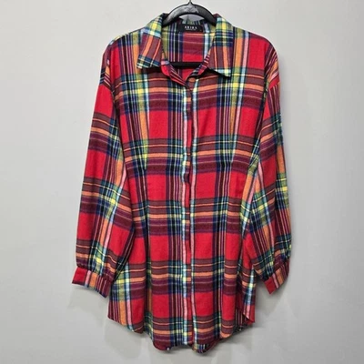 Camisa túnica plisada de franela Akira XL roja tartán a cuadros grunge años 90 Y2K vacaciones Foto 1 de 4