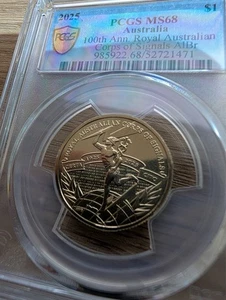 2025 100th ANN. Royal Aust Corps of signals MS68 PCGS one dollar - Picture 1 of 2