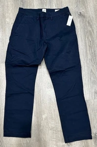 GAP Essential Khaki Pants Mens 30x30 Navy Slim Fit Comfort Stretch Mid Rise Pant - Picture 1 of 12