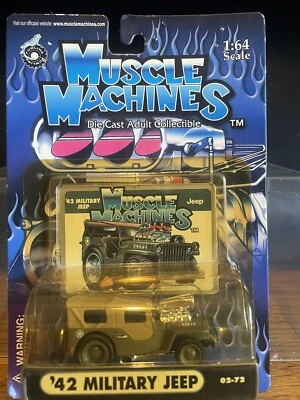 1942 JEEP MILITARY VEHICLE 1/64 MUSCLE MACHINE NIP W/COLLECTORS CARD  DIST. 2002 - Image 1 of 4