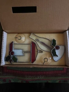 Vintage Buntglas Sonnenfänger Ornamente Weihnachten Laterne 2 Stück - Bild 1 von 2