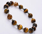 Tiger Eye Natural Gemstone Spacer Round Sphere Beads 8mm 7&quot; Bracelet AN-071