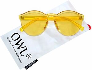 Colorful Transparent C5 Round Retro Designer Sunglasses Yellow Frame Yellow Lens