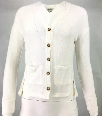 Cárdigan para mujer American Rag Cie marfil lacado recortado trasero talla XS || A14 Foto 1 de 4