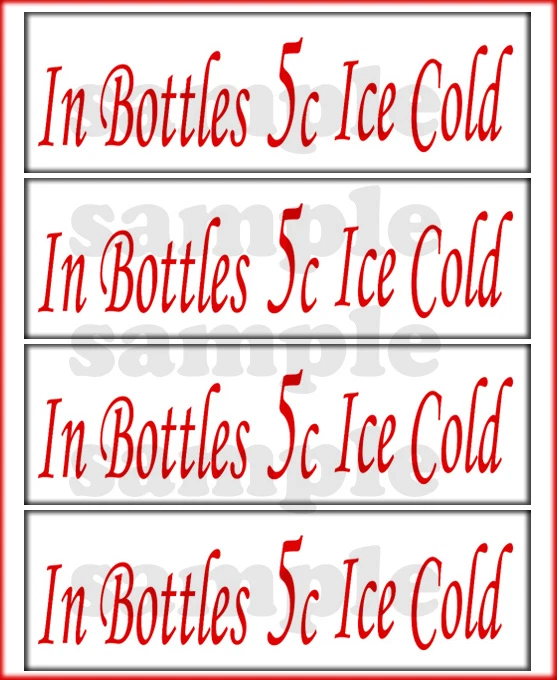 IN BOTTLES ICE COLD 5C  2 INCH GUMBALL DECAL SET COKE RED (4) - Image 1 of 1