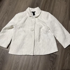 Willi Smith Size L Retro Cream One Button Back Inverted Pleat Jacket Topper - Picture 1 of 6