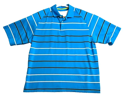 Polo Bolle Golf Tech para hombre talla grande azul con rayas negras/blancas Foto 1 de 4