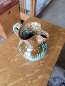 Cole Pottery 4" Chrome Brown Green Pitcher Creamer Sanford N Carolina Art * - Bild 1 von 13