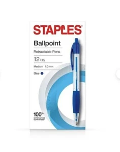 Staples Ballpoint Retractable Pens, Medium Point, Blue Ink, Dozen (50794) NEW!!! - Picture 1 of 1