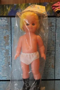 Vintage Franks 13,5" Handwerk Designer blaue Augen blonde Haare Junge Puppe versiegelt - Bild 1 von 2