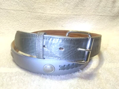 Tony Lama Cinturón Cuero Gris Hebilla Plateada Flor Medallones Talla 42" 1.5" W Bonito Foto 1 de 4