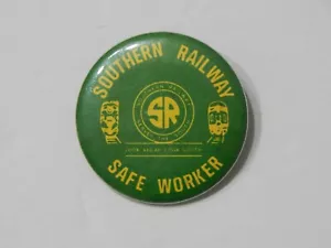 Vintage Southern Railway SR Safe Worker Pinback pulsante 1-3/8" spilla ferrovia - Foto 1 di 2