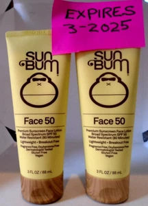 SUN BUM Premium crema solare lozione viso SPF 50 3 oz confezione da 2 pezzi - Foto 1 di 2