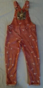 EUC GIRLS COLETTE LILLY PEACH UNICORN HORSE BIB OVERALLS COMFY KNIT PANTS L (6X) - Picture 1 of 11