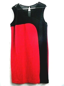 ALLEN SCHWARTZ Red Black Party Sexy Tulip Mesh Dress Women's Large L NEW $60 - Picture 1 of 8