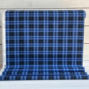 Tela de algodón a cuadros azul tartán - Se vende por yarda - Imagen 1 de 4