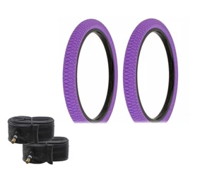 1PAIR! Bicycle Bike Tires & Tubes 20" x 1.95" Purple/Purple Side Wall P-1171 BMX - Picture 1 of 1