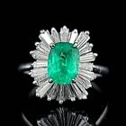 Vintage Platinum Ballerina Ring 1.22Ct Natural Colombia Emerald Oval Shape