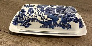 Churchill England WILLOW BLUE Covered 1/4 Lb Butter Dish EXCELLENT - Picture 1 of 10