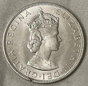 1964 Bermuda British Colony LARGE Elizabeth II Antique Silver Crown Coin - Picture 1 of 4