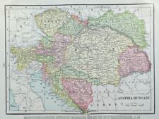 Vintage 1901 AUSTRIA HUNGARY Map 14"x11" Old Antique Original VIENNA BUDAPEST