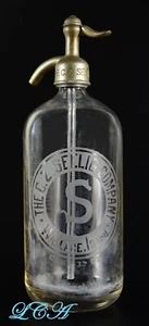 RARE old WALLACE IDAHO antique SELTZER - SIPHON bottle w/ orig CAP & GLASS straw - Picture 1 of 4