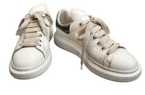 Alexander McQueen Trainers Womens Shoes Sz 6 UK Oversized White Leather & Silver - Picture 1 of 24